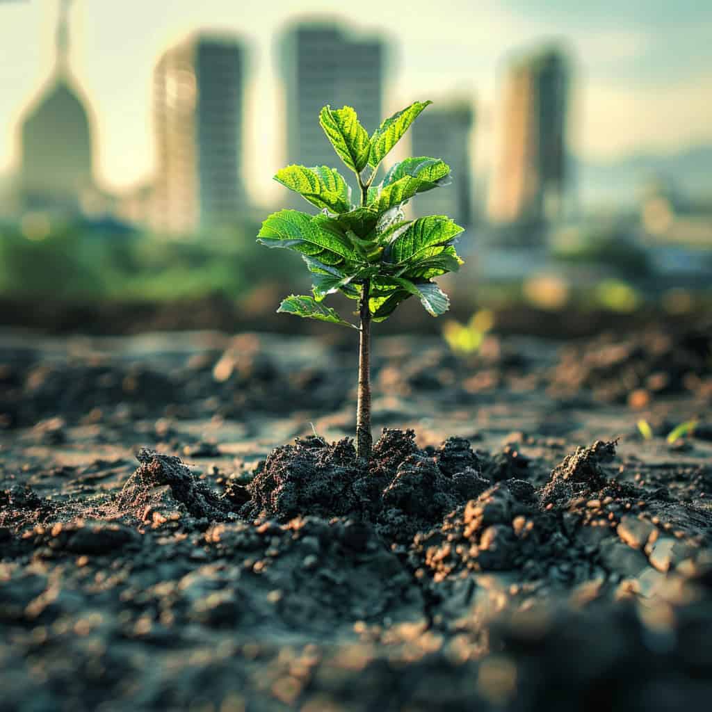 Personal Carbon Footprint Small tree in earth reducing Carbon Footprint